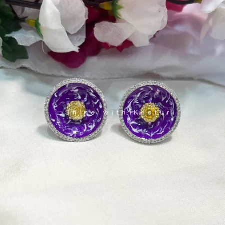 Pia Silver Plated Designer Studs, Purple