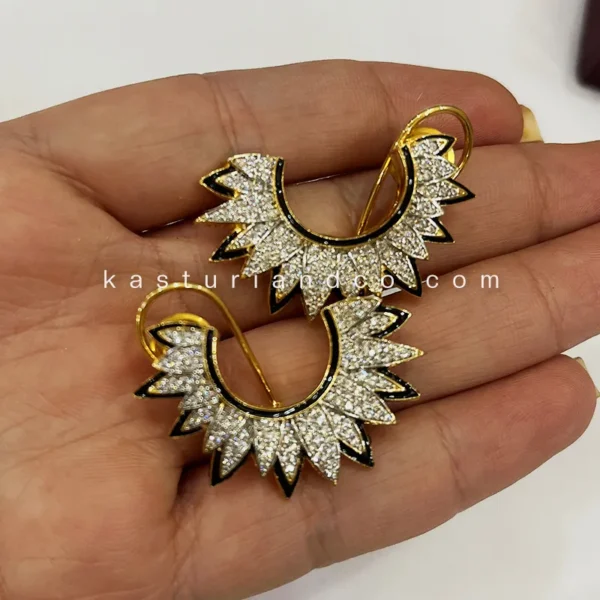 Half Moon Earrings, 2 Tone - Image 3