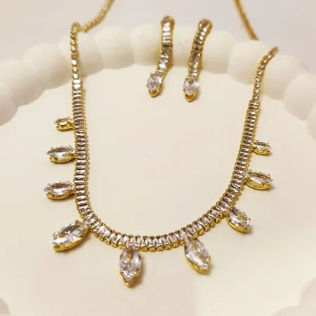 Tennis & Baguette Necklace set, Diamante Drops