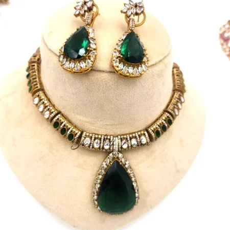 Shop Kundan Green Stone Bridal Necklace Online