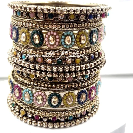 Multicolor Kundan Stone Bangle Set