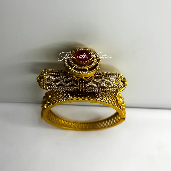 Antique Designer Gold Kada - Image 3