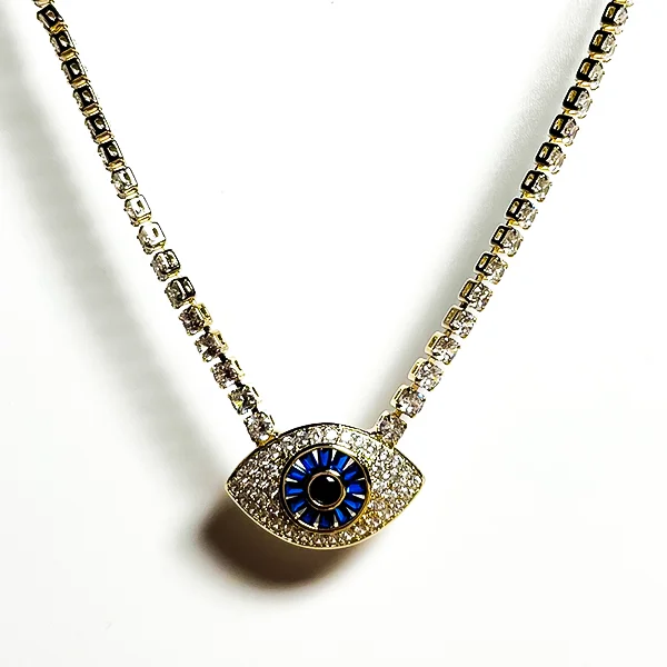 Evil Eye Tennis Necklace, Premium Plating