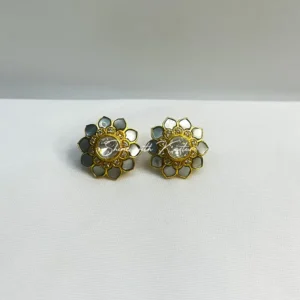 Flower Shaped Polki Earrings