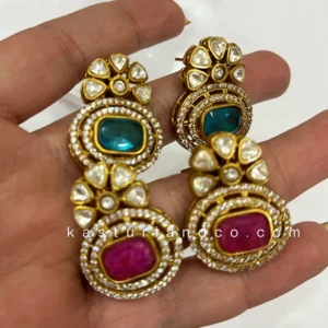 Alternative view of Royal Gold-Plated Stud style Earrings, Blue