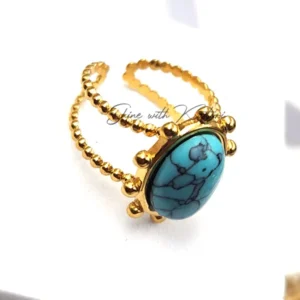 Alternative view of Stylish Stone Ring in gold plating