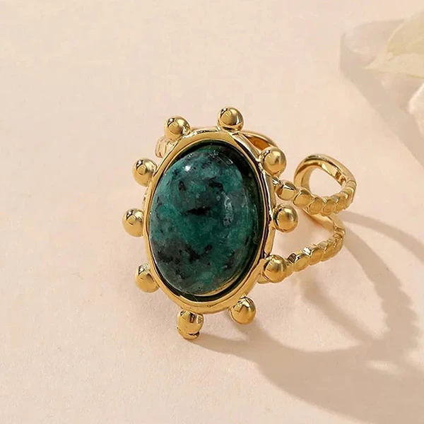 Stylish Stone Ring in gold plating - Image 2