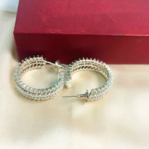 Alternative view of Large Stylish Silver Hoops