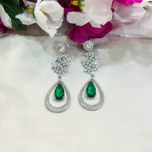 Long Drop CZ & Stone Earrings