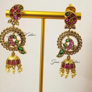 Alternative view of Long Jhumki Earrings, Peacock Style