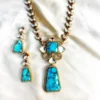 Niya Mossainite Long Necklace Blue Marble Stone