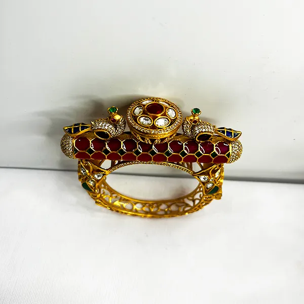 Polki Peacock Kada Bangle - Image 3