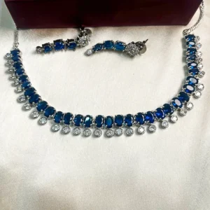 Royal Crystal Necklace Set, Blue