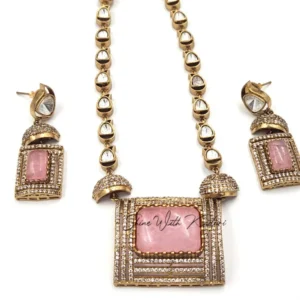 Alternative view of Rose Quartz & Polki Sabyasachi Inspired Necklace