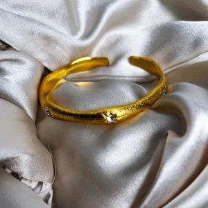 Alternative view of Satin Gold Swirly Bracelet, embellished