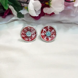 Pia Silver Plated Designer Studs, Red