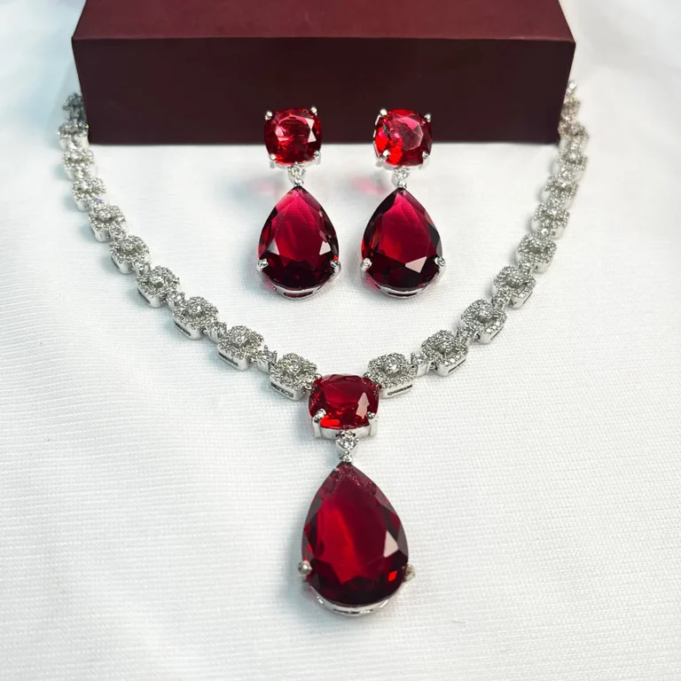 CZ teardrop pendant necklace sets