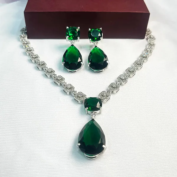 Kelly Cubic Zirconia Necklace with Stone Pendant