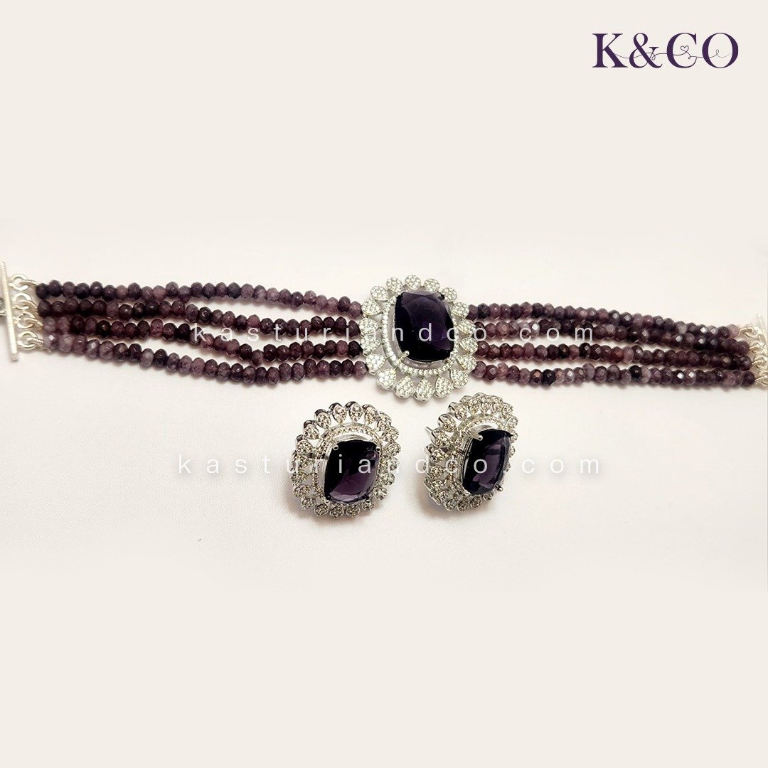 Amethyst Beads Layered Choker