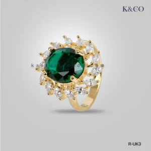 Cocktail ring with rhinestones, Green