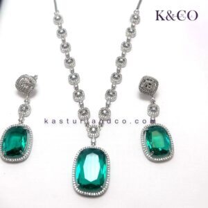 Alternative view of CZ Necklace with large stone, green