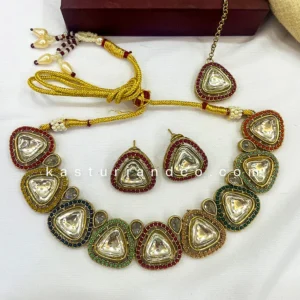 Alternative view of Sina Ethnic Polki Choker, Multicolor