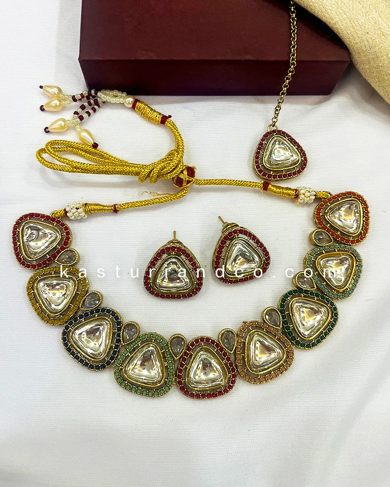 Sina Ethnic Polki Choker, Multicolor - Image 2