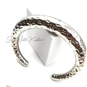 Hammered Silver Open Cuff Bangle