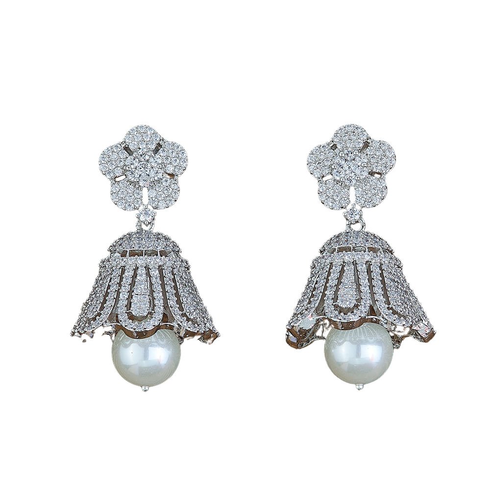 CZ Earring With Pearl - Image 4