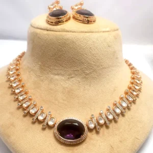 Alternative view of Classic Mossainite Necklace Set with Amethyst Stone