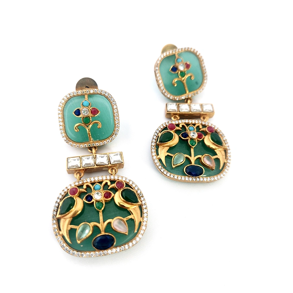 Mani Sabyasachi Inspired Earrings with Inlay - Image 2
