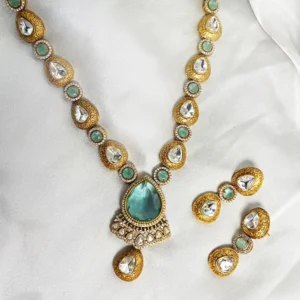 Mira Royal Long Necklace Set, Mint