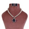 CZ Necklace Set with Stone and Pearls