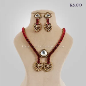 Shelly Stone Polki Cross Necklace Red