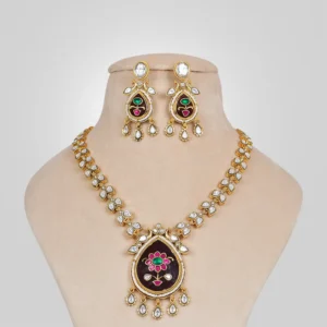 Premium Polki Necklace with Inlay Work