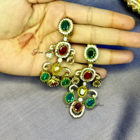 Sabyasachi Inspired Navratna Statement Earrings