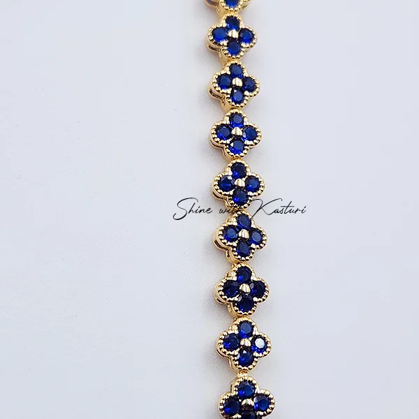 Green Sapphire Floral Bracelet, Gold-Plated