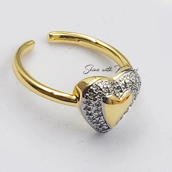 Shop Dual Tone Heart Adjustable Ring