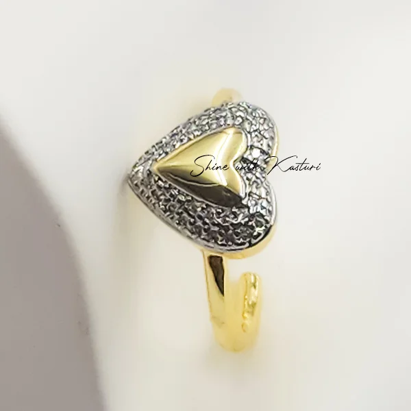 Dual Tone Heart Adjustable Ring - Image 2