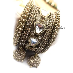 Alternative view of Embellished Kundan Bangles with Jhumka Drops