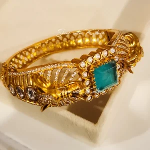 Antique Gold Elephant Kada with Stone