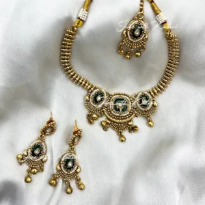 Alternative view of Gold plated Choker Set with inlay on Stones