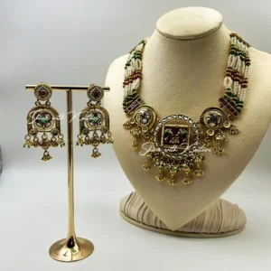 Kundan Necklace Set with Multi-Layer Beads