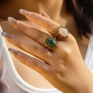 Alternative view of Stylish Stone Ring in gold plating