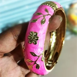 Jeweled Bloom Bangle, Hot Pink