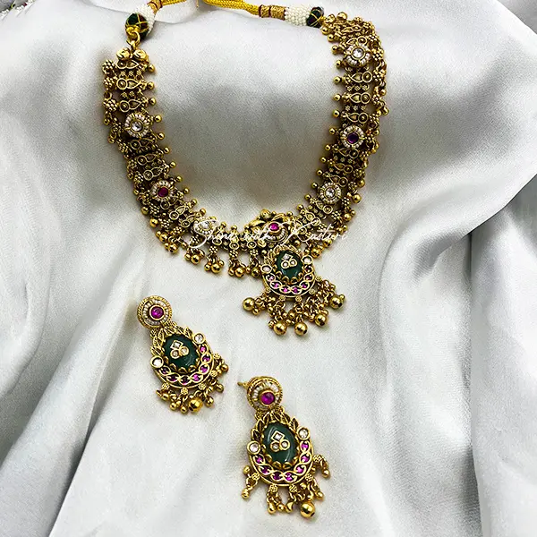 Shop Kundan Antique Necklace Set Online