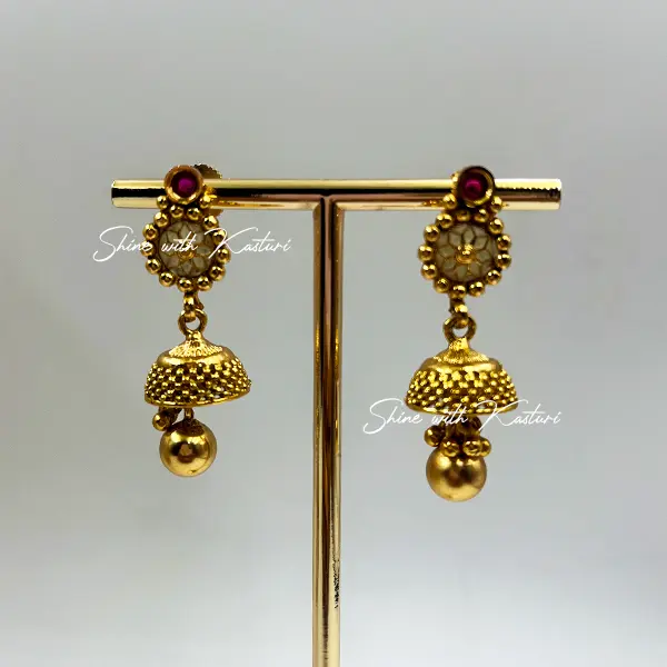 Kundan Floral Gold-Plated Necklace & Jhumka Set - Image 3