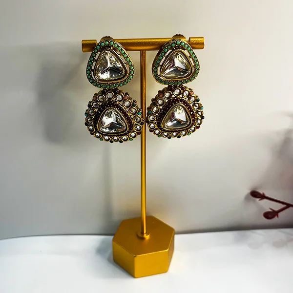 Traditional Kundan Multicolor Necklace with Polki Stones - Image 4