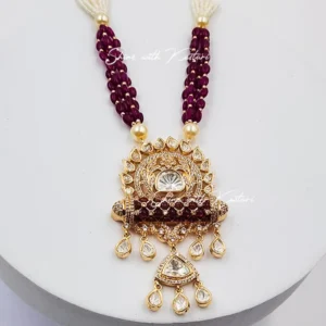 Alternative view of Beaded Kundan Necklace Set with Earrings