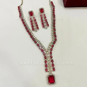 Alternative view of Tara Layered Necklace with CZ & Stones